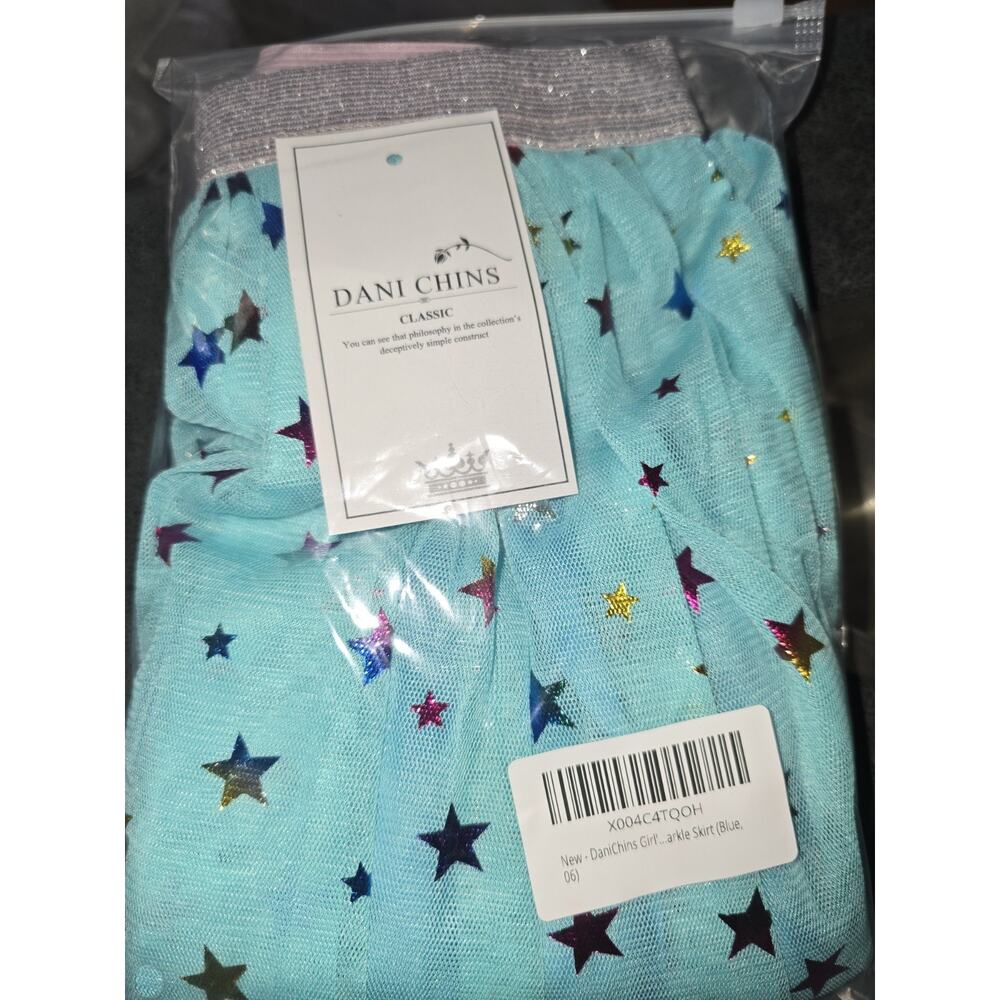 DaniChins Girl's Layered Tutu Skirt Tulle Princess Sparkle Skirt Sz 6